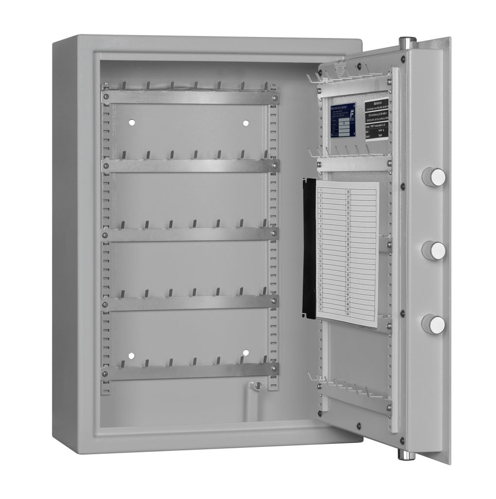 Schlüsselschrank ST 70 AS S1, Sicherheitsstufen S1 (nach EN 14450) und A (VDMA 24 992)